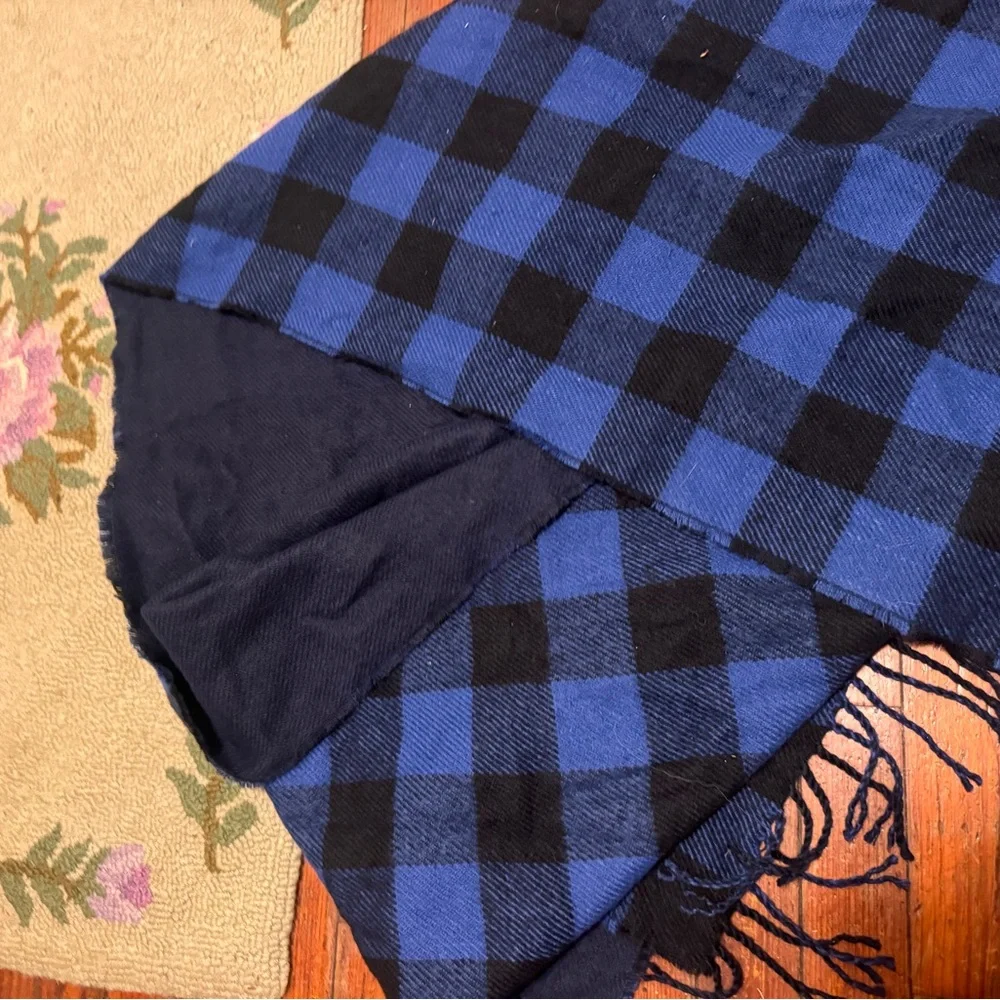 Chic Nation Blue and Black Plaid Scarf